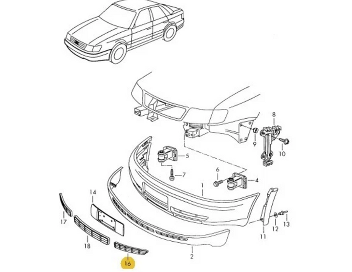AUDI A6 S6 C4 Bumper Grill 4A0807345M, 4A0807346C